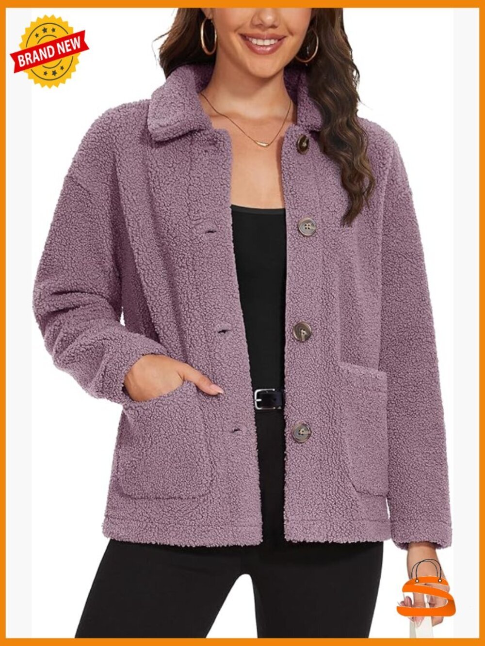 Sherpa Fleece Jacket Fuzzy Warm Winter Coat with Pockets